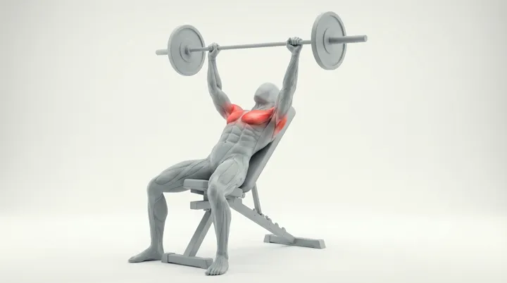Barbell High Incline Bench Press — 3D demonstration