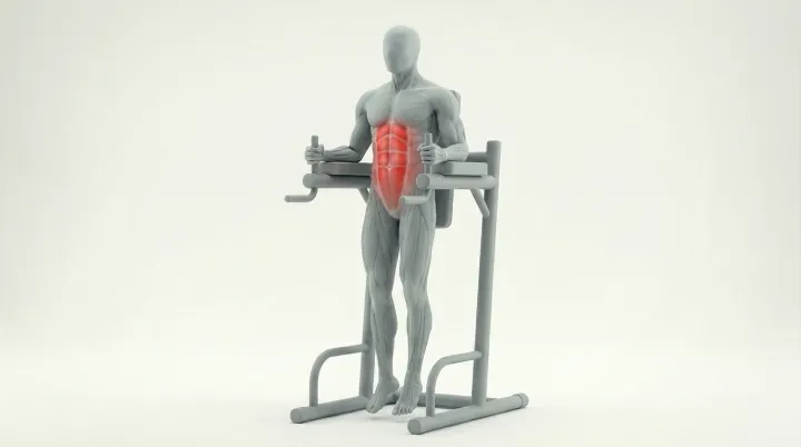 Captain's Chair Knee Raise — 3D exercise demonstration
