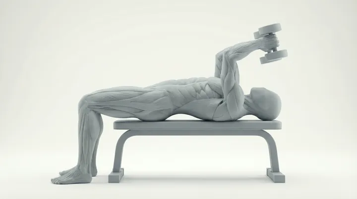 Dumbbell Decline Skullcrusher — 3D demonstration