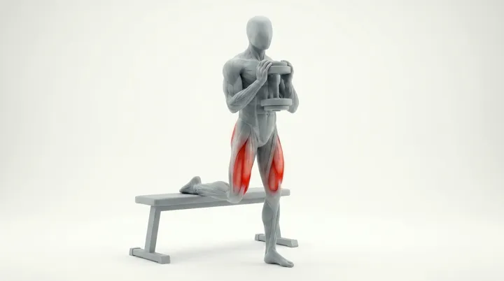 Dumbbell Goblet Bulgarian Split Squat — 3D demonstration