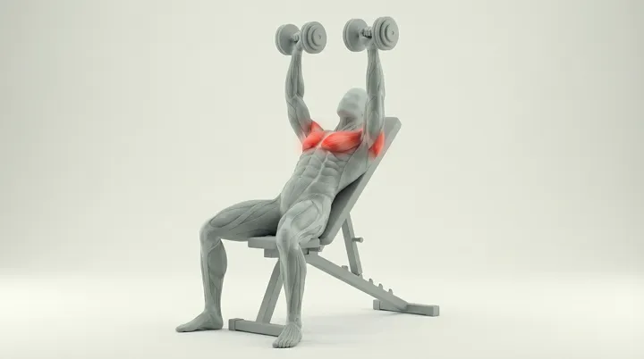 Dumbbell Incline Bench Press — 3D demonstration
