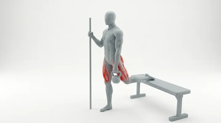 Kettlebell Assisted Bulgarian Split Squat — 3D demonstration