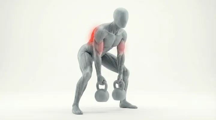 Kettlebell Gorilla Row — 3D demonstration