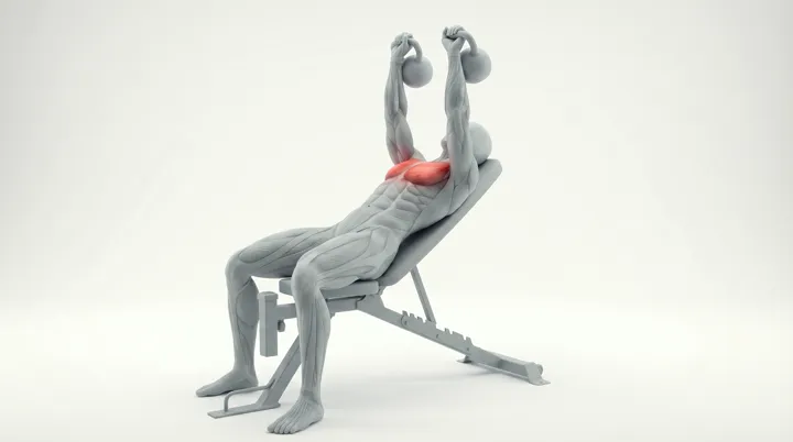 Kettlebell Incline Bench Press — 3D demonstration