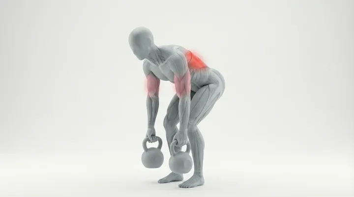 Kettlebell Row — 3D demonstration
