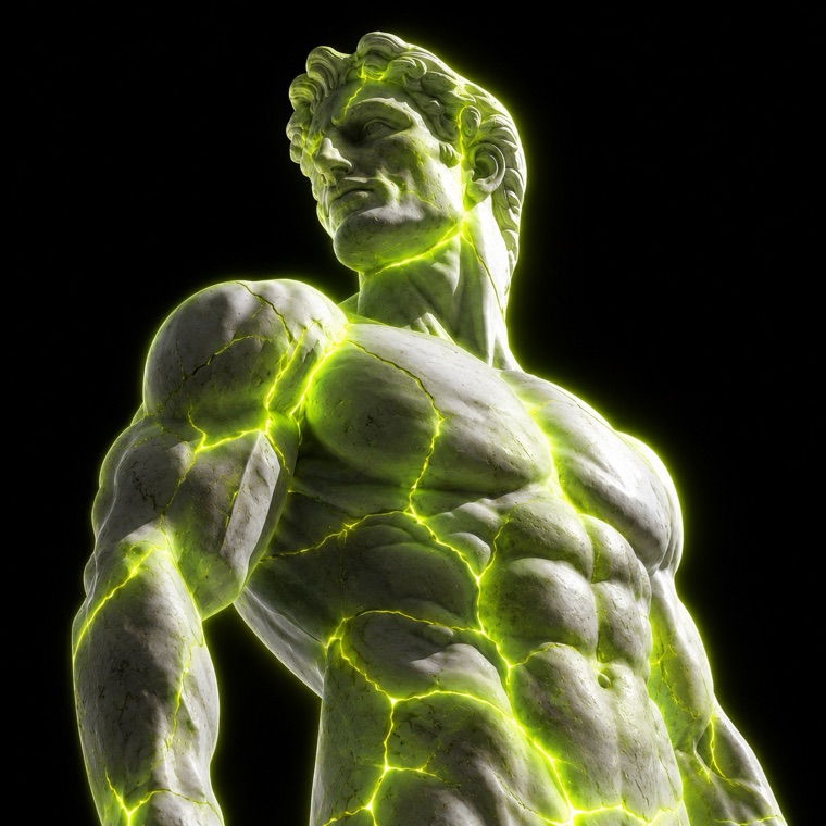 EGON Ego rank — marble cracked with glowing lime veins