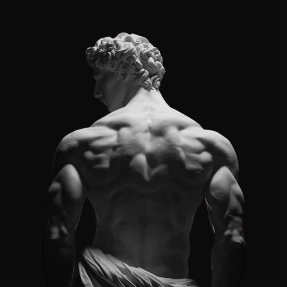 EGON — Greek warrior statue seen from the back