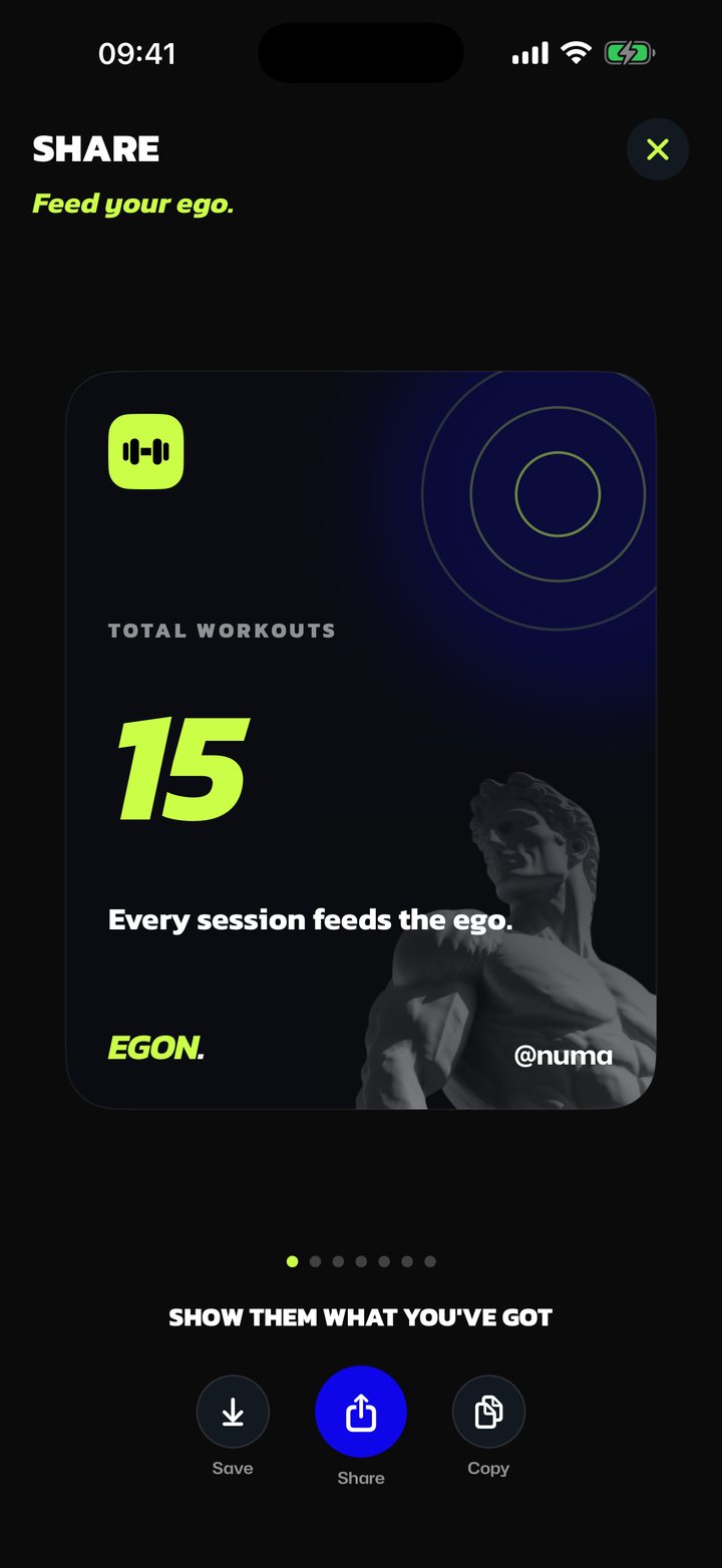 EGON — share card, total workouts